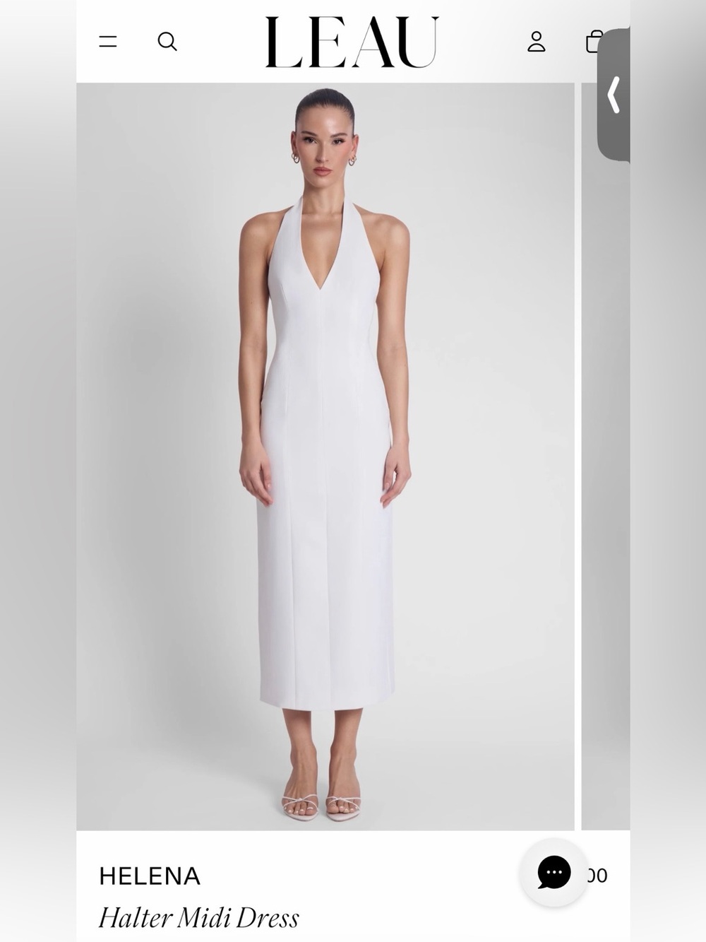 LEAU Heiress Halter Midi Dress White Size M NWT